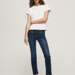 mujer vaqueros gen de tiro medio recto Pepe Jeans 44JTZ4 mezclilla