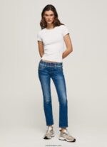 mujer vaqueros gen de tiro medio recto Pepe Jeans 44JTZ6 mezclilla
