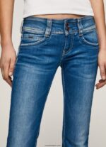 mujer vaqueros gen de tiro medio recto Pepe Jeans 44JTZ6 mezclilla - Imagen 3