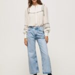 mujer vaqueros Lexa Sky de talle alto y ancho Pepe Jeans 44JTZ78 mezclilla