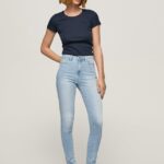 mujer vaqueros pitillo de talle alto Pepe Jeans 44JTZ38 mezclilla