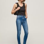 mujer vaqueros pitillo de talle alto Pepe Jeans 44JTZ41 mezclilla