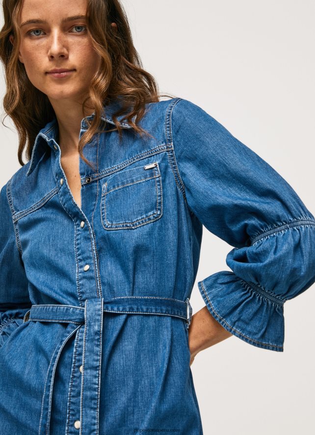 mujer vestido camisero corto de mezclilla Pepe Jeans 44JTZ101 mezclilla - Imagen 3