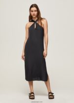 mujer vestido casey de raso liso Pepe Jeans 44JTZ186 negro - Imagen 2
