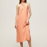 mujer vestido casey de raso liso Pepe Jeans 44JTZ187 durazno