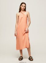 mujer vestido casey de raso liso Pepe Jeans 44JTZ187 durazno