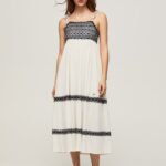 mujer vestido de algodón bordado Pepe Jeans 44JTZ189 mousse