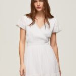 mujer vestido de algodón con bordado de poeta Pepe Jeans 44JTZ165 blanco