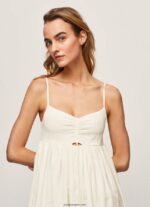 mujer vestido dobby de algodón puro Pepe Jeans 44JTZ221 blanco