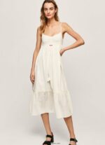 mujer vestido dobby de algodón puro Pepe Jeans 44JTZ221 blanco - Imagen 3