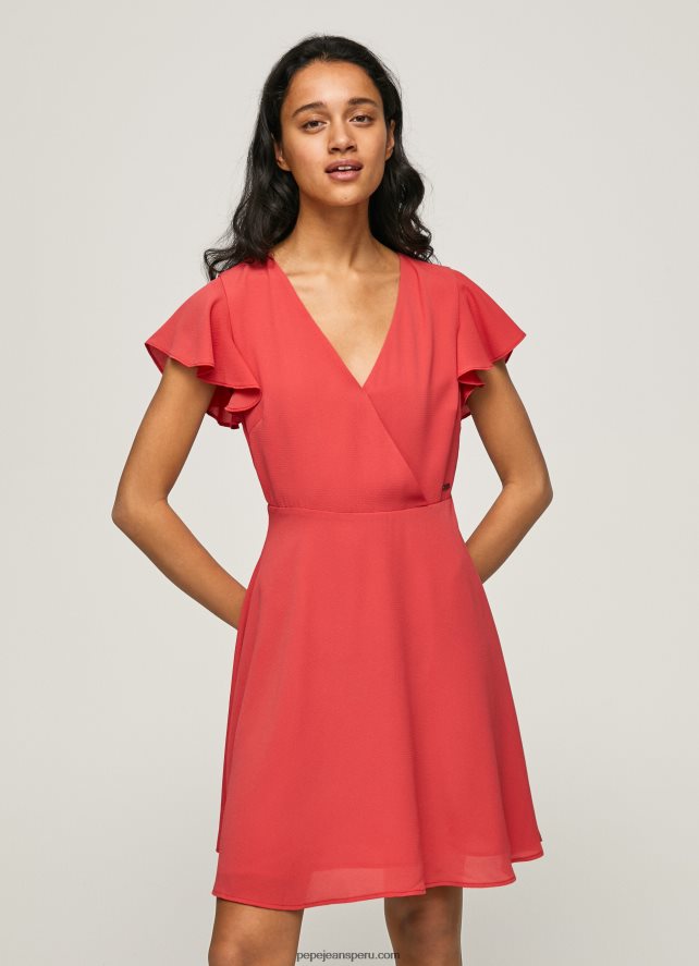 mujer vestido patrizia con cuello cruzado Pepe Jeans 44JTZ166 estudio rojo - Imagen 2