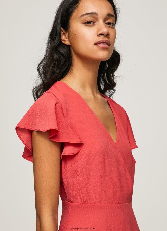 mujer vestido patrizia con cuello cruzado Pepe Jeans 44JTZ166 estudio rojo - Imagen 3