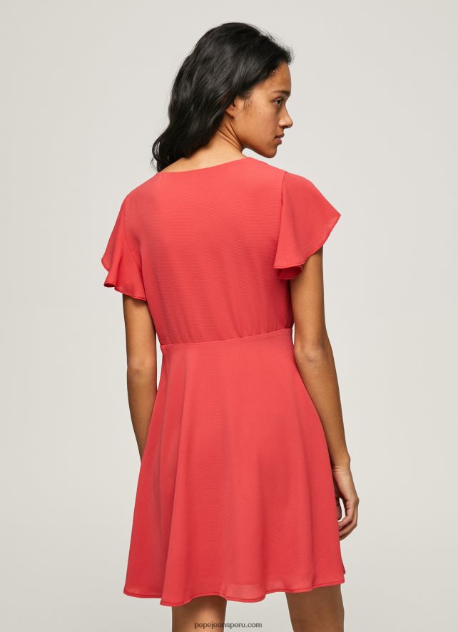 mujer vestido patrizia con cuello cruzado Pepe Jeans 44JTZ166 estudio rojo - Imagen 4