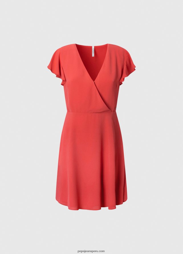 mujer vestido patrizia con cuello cruzado Pepe Jeans 44JTZ166 estudio rojo - Imagen 5