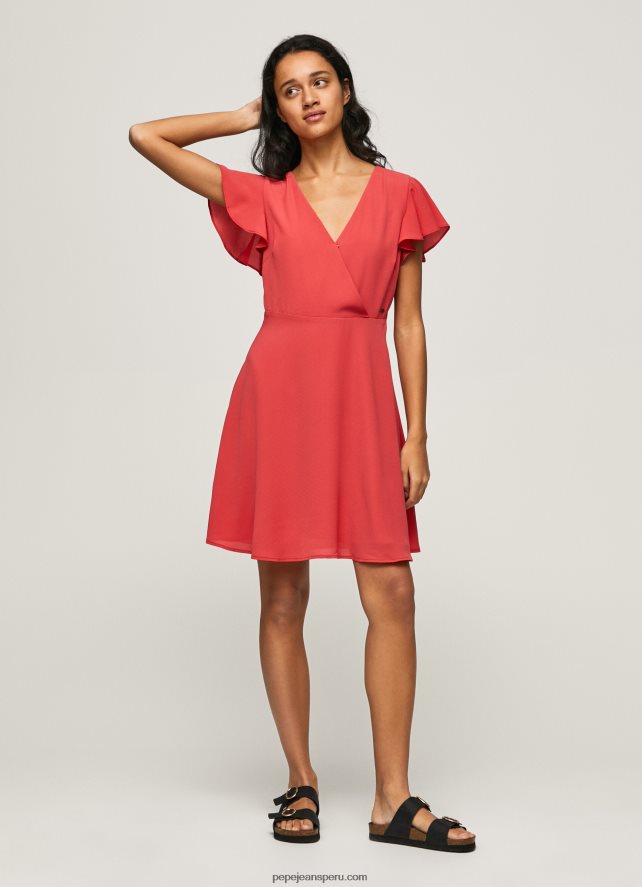 mujer vestido patrizia con cuello cruzado Pepe Jeans 44JTZ166 estudio rojo - Imagen 1